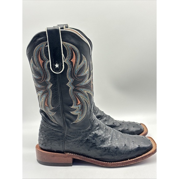 Tony Lama Black Full Quill Ostrich Black Square Toe Cowboy Boot Women's 8.5 B - Picture 5 of 15